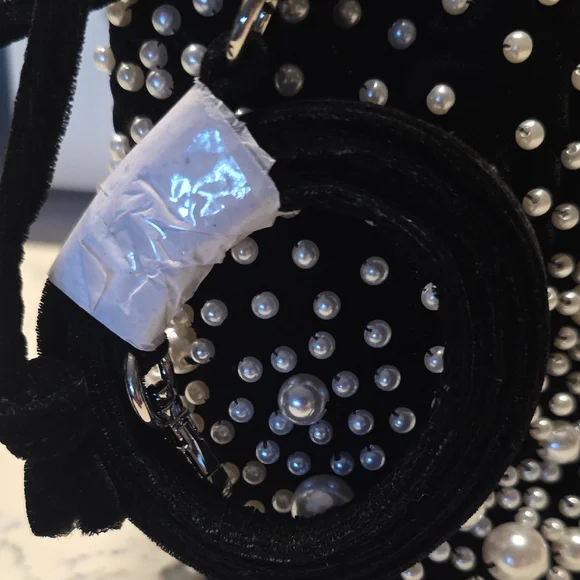 Chico's Faux Pearl & Velvet Crossbody Bucket Bag 💫 - Picture 10 of 12